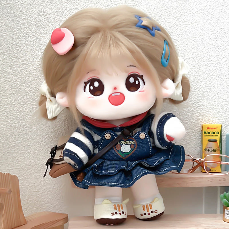 Ponytail Cotton Doll - 20CM Poseable & Dress-Up Girl Plush Toy, Perfect Birthday Gift for Girlfriend