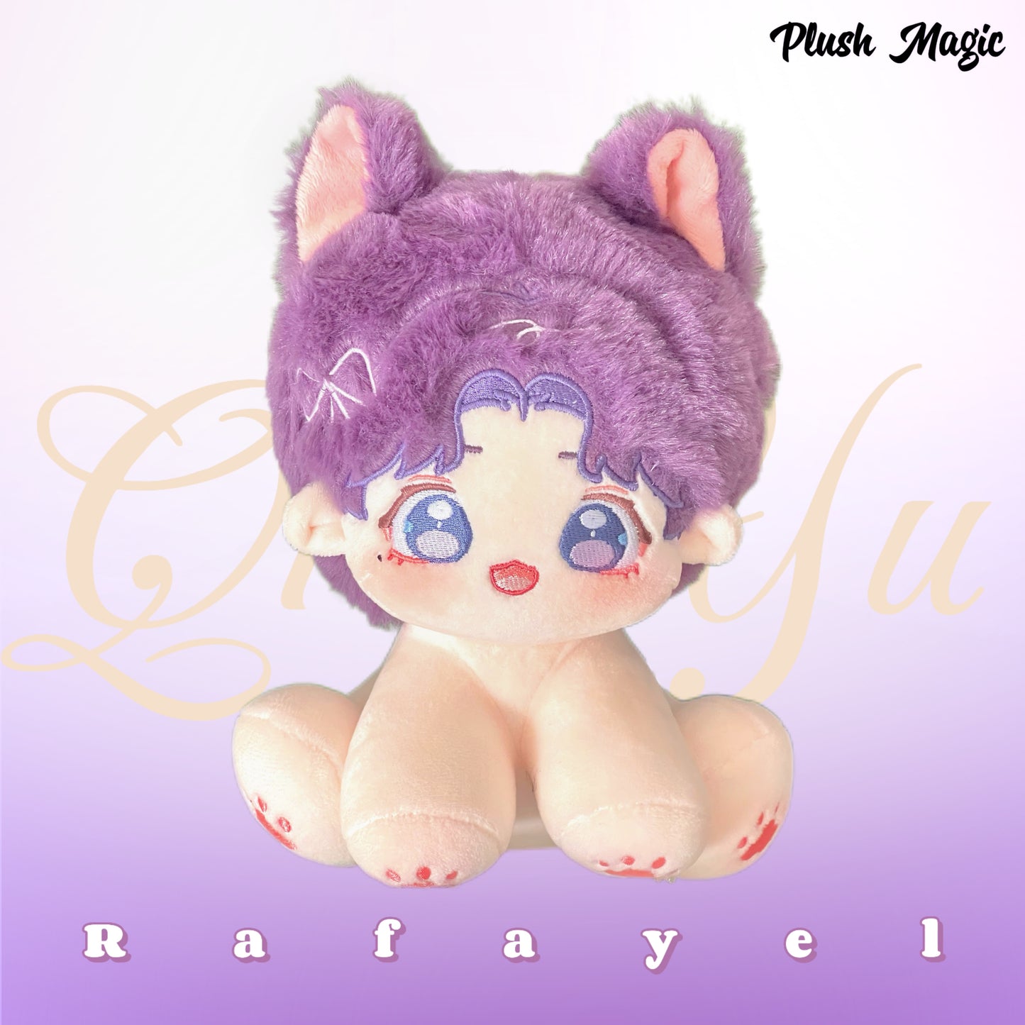 Lavender Whisper Cat shaped sitting plush toys 20cm